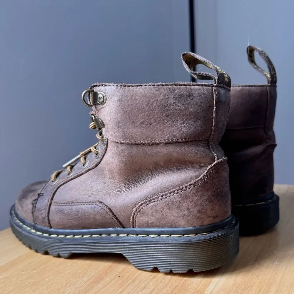 Dr. Martens Lady Vintage Y2K Distressed Brown Leather Boots Size 8